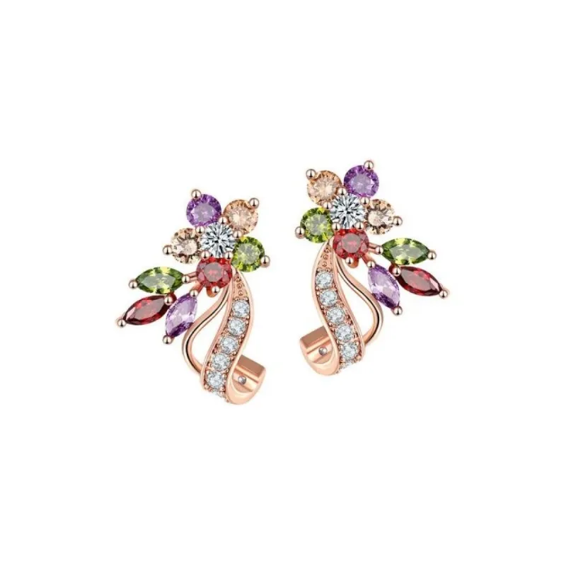 Rose Goldtone Multi Colored Cubic Zirconia Flower Earrings sold by Zulily