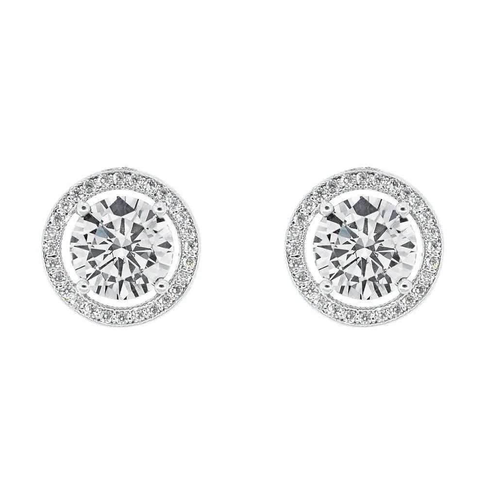 Clear Cubic Zirconia Halo Stud Earrings - White sold by Zulily product image thumbnail 2