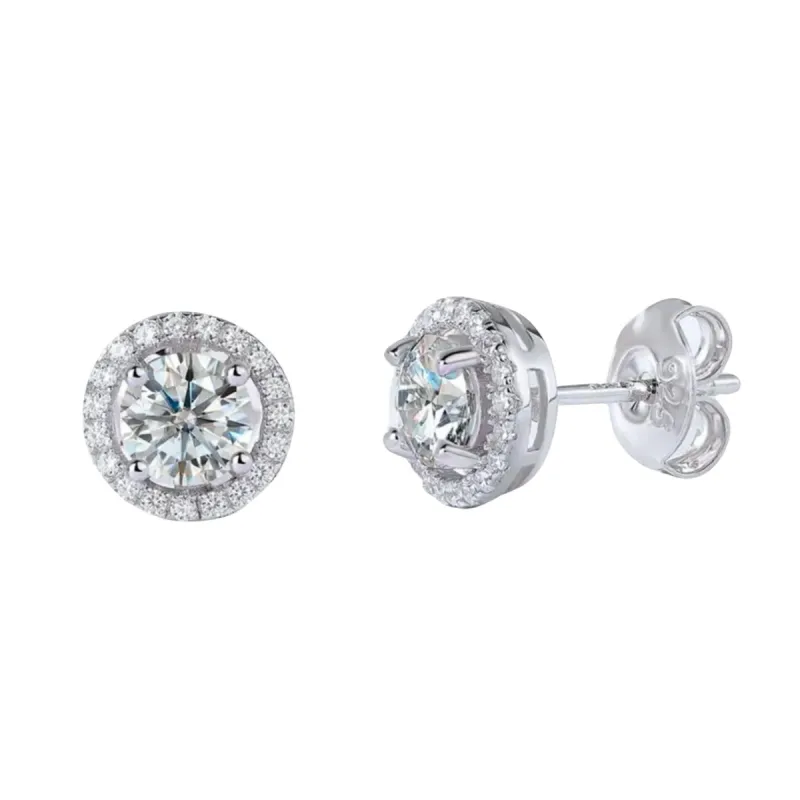 Clear Cubic Zirconia Halo Stud Earrings - White sold by Zulily
