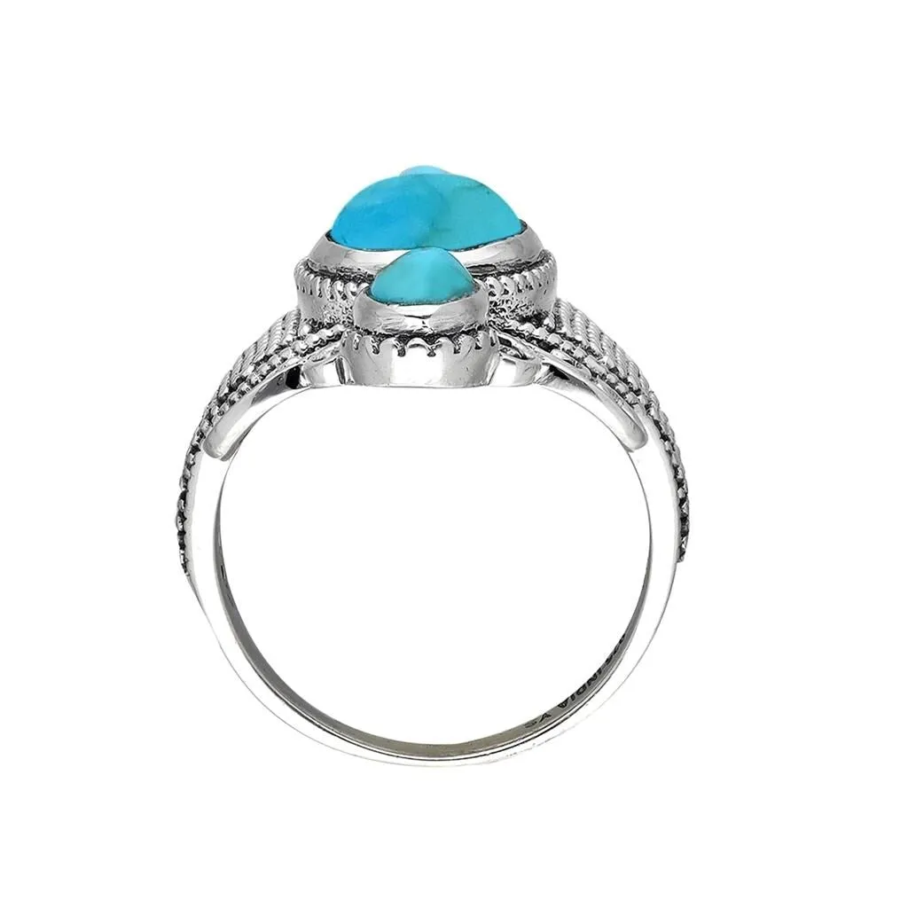YS Gems Sterling Silver Mohave Turquoise Three Stone Ring sold by Zulily product image thumbnail 5