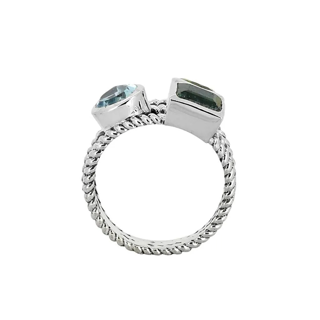 YS Gems Sterling Silver Three Gemstone Rope Style Ring sold by Zulily product image thumbnail 5