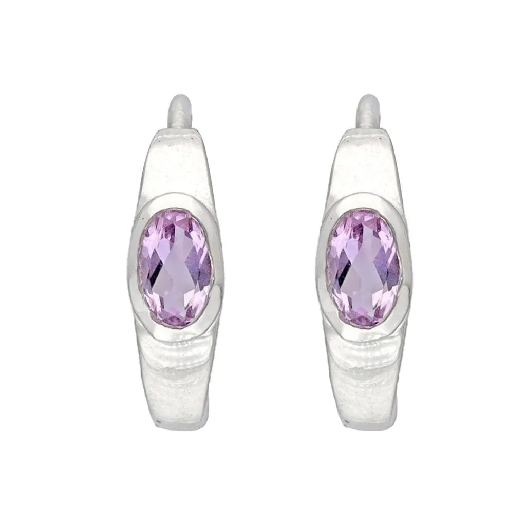 YS Gems Sterling Silver Amethyst Gemstone Hoop Earring - 0.16 x 0.55 sold by Zulily product image thumbnail 3
