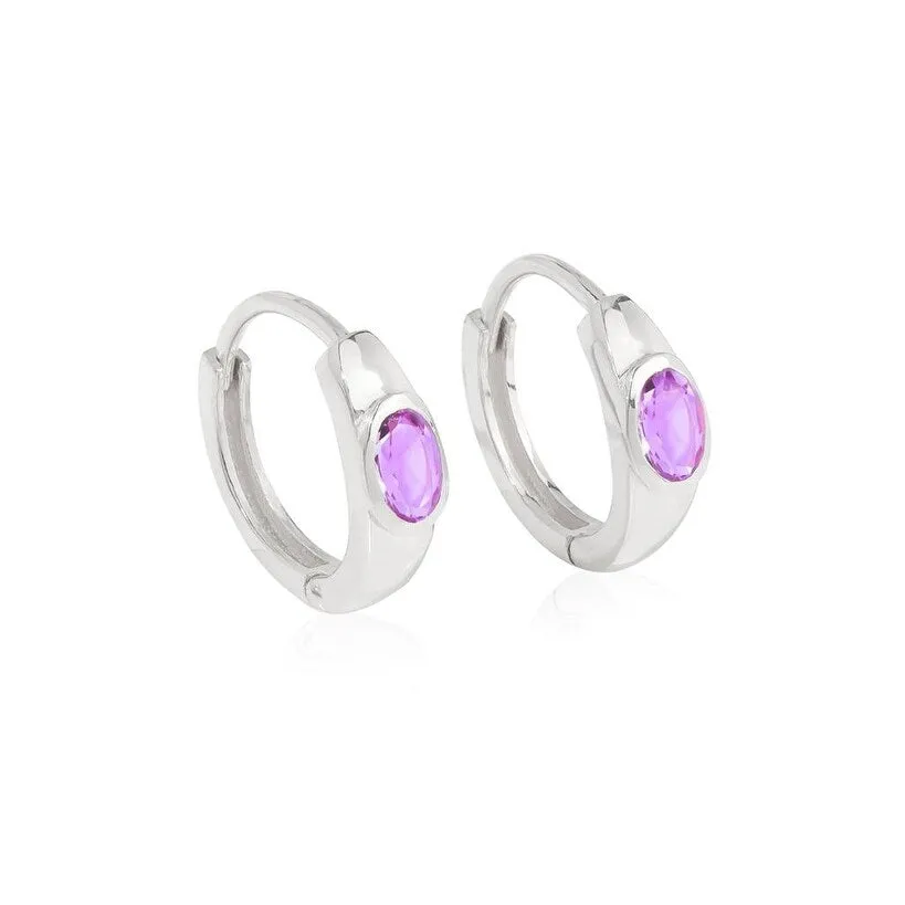 YS Gems Sterling Silver Amethyst Gemstone Hoop Earring - 0.16 x 0.55 sold by Zulily