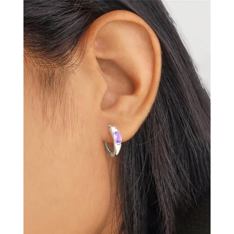 YS Gems Sterling Silver Amethyst Gemstone Hoop Earring - 0.16 x 0.55 sold by Zulily product image thumbnail 2
