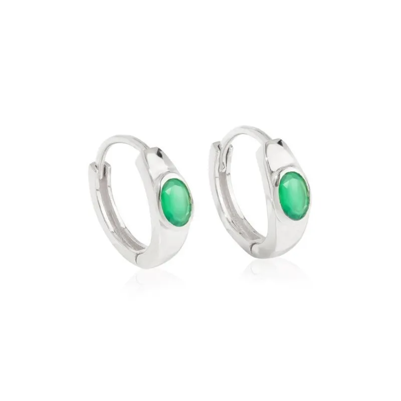 YS Gems Sterling Silver Green Onyx Gemstone Hoop Earring - 0.16 x 0.55 sold by Zulily