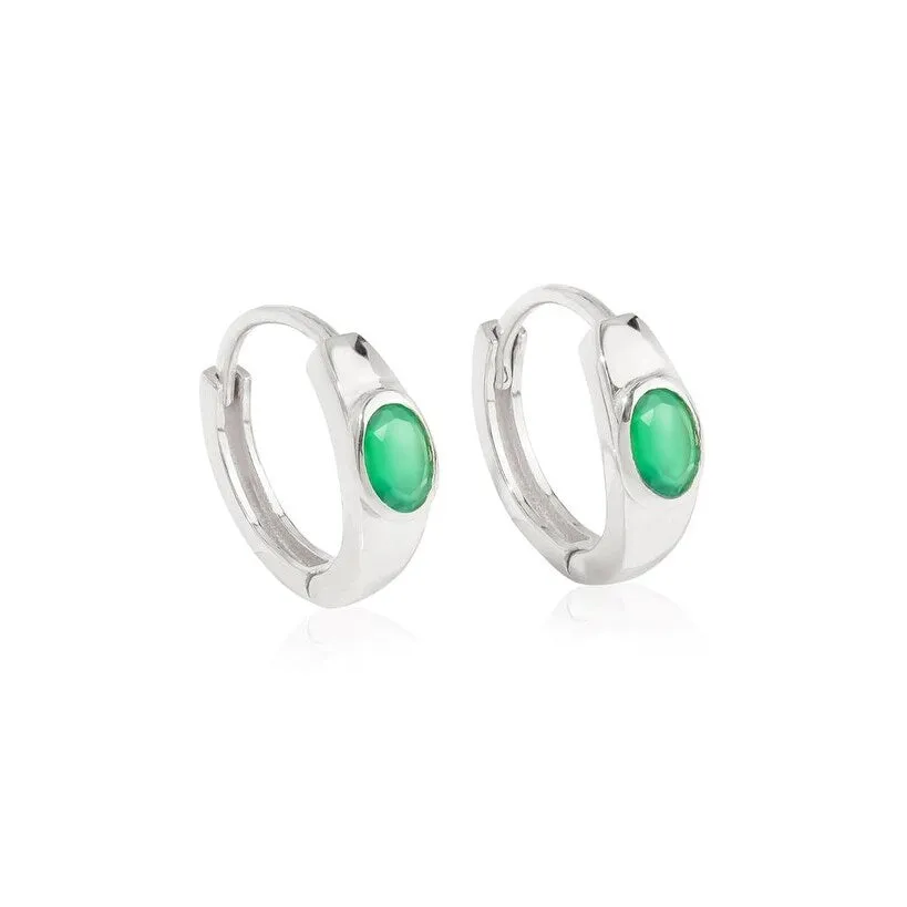 YS Gems Sterling Silver Green Onyx Gemstone Hoop Earring - 0.16 x 0.55 sold by Zulily