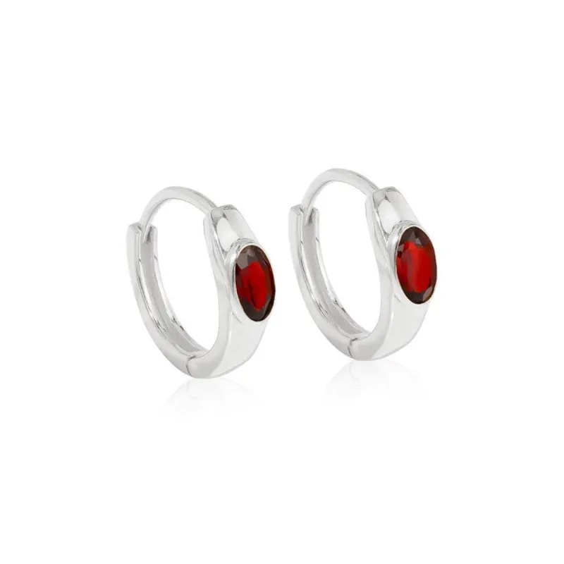 YS Gems Sterling Silver Garnet Gemstone Hoop Earring - 0.16 x 0.55 sold by Zulily
