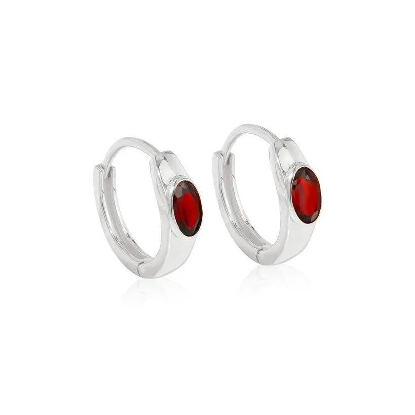 YS Gems Sterling Silver Garnet Gemstone Hoop Earring - 0.16 x 0.55 sold by Zulily
