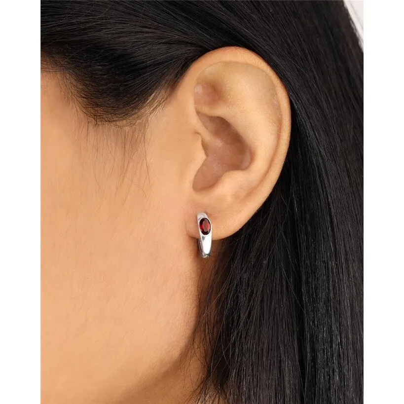 YS Gems Sterling Silver Garnet Gemstone Hoop Earring - 0.16 x 0.55 sold by Zulily product image thumbnail 2