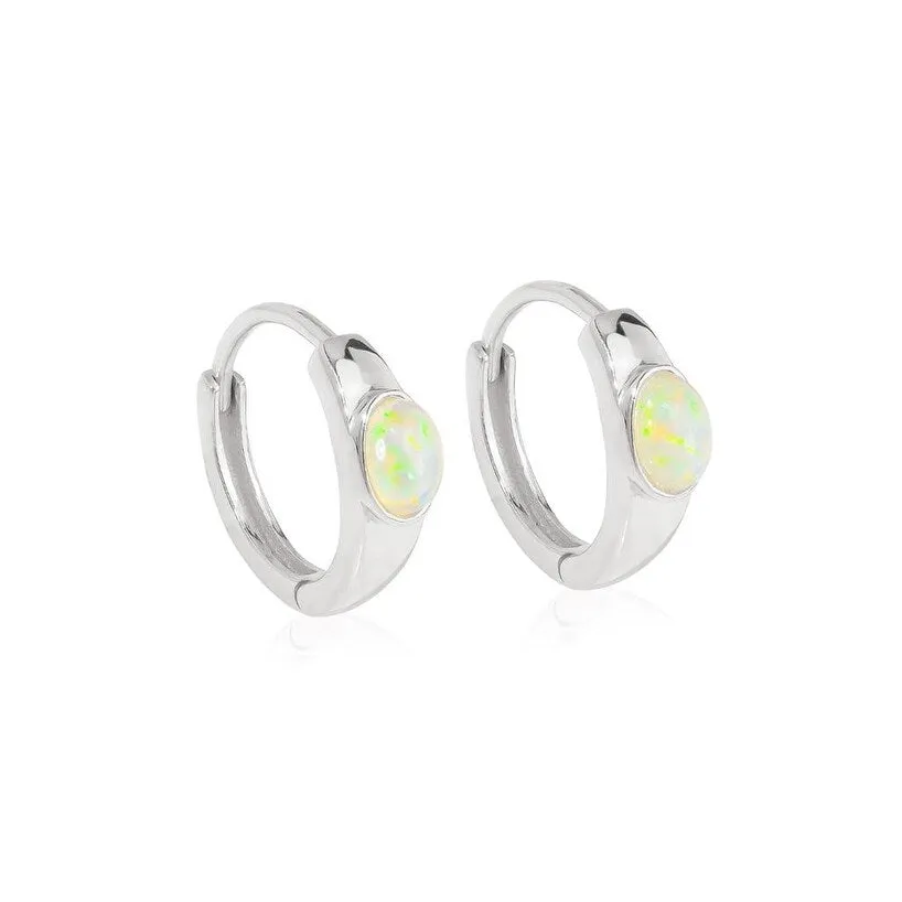 YS Gems Sterling Silver Ethiopian Opal Gemstone Hoop Earring - 0.16 x 0.55 sold by Zulily