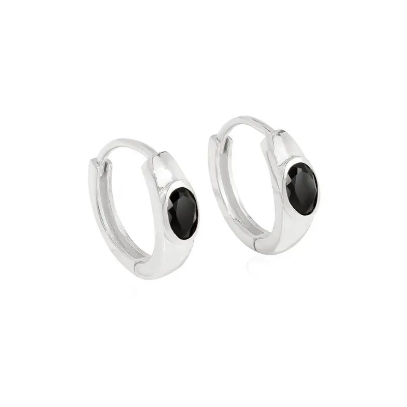 YS Gems Sterling Silver Black Onyx Gemstone Hoop Earring - 0.16 x 0.55 sold by Zulily