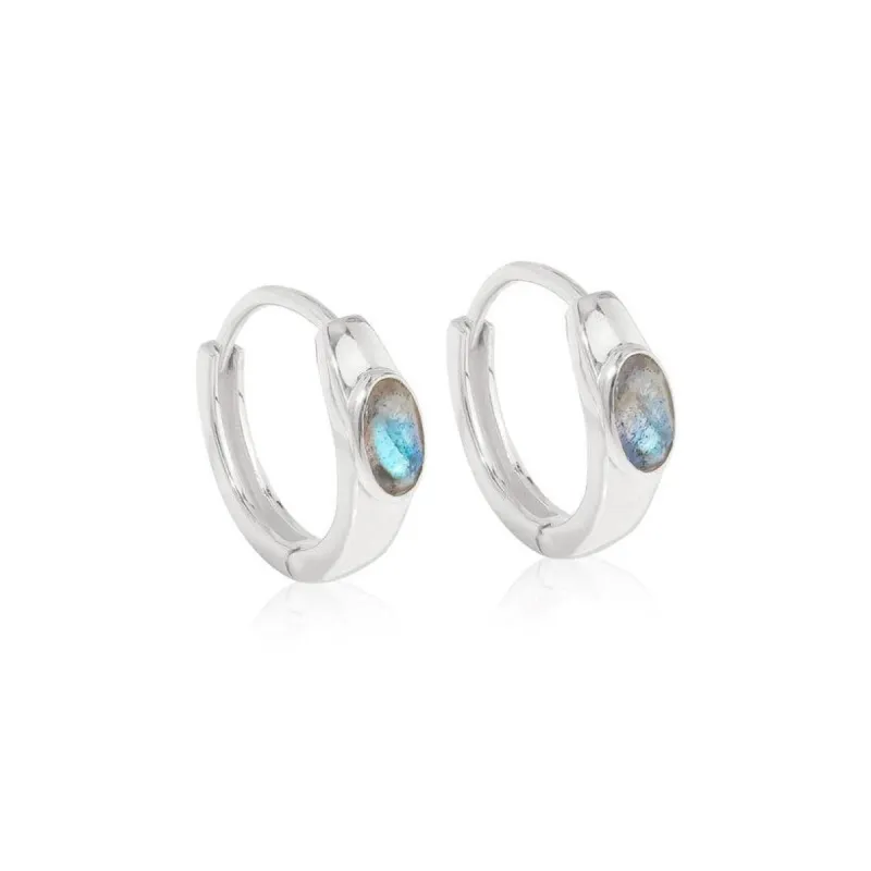 YS Gems Sterling Silver Labradorite Gemstone Hoop Earring - 0.16 x 0.55 sold by Zulily