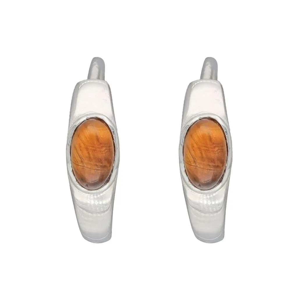 YS Gems Sterling Silver Tiger Eye Gemstone Hoop Earring - 0.16 x 0.55 sold by Zulily product image thumbnail 3