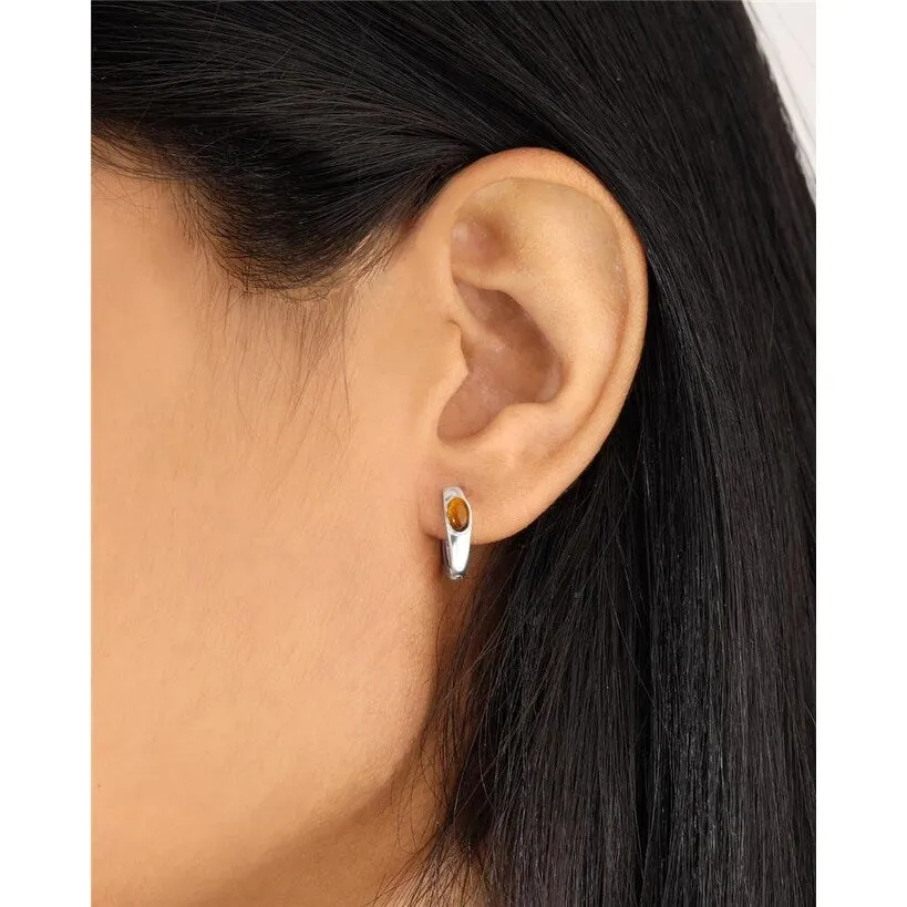 YS Gems Sterling Silver Tiger Eye Gemstone Hoop Earring - 0.16 x 0.55 sold by Zulily product image thumbnail 2