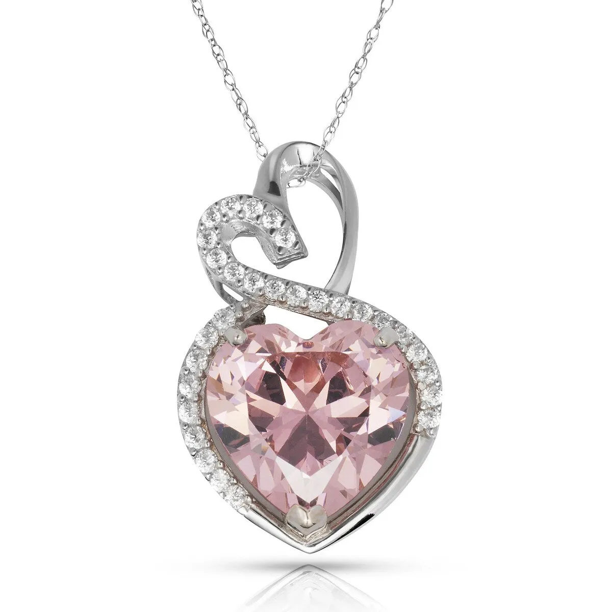 Curata 14k White Gold 18" Birthstone Modern Double Heart Cubic Zirconia Pendant Necklace sold by Zulily product image thumbnail 2