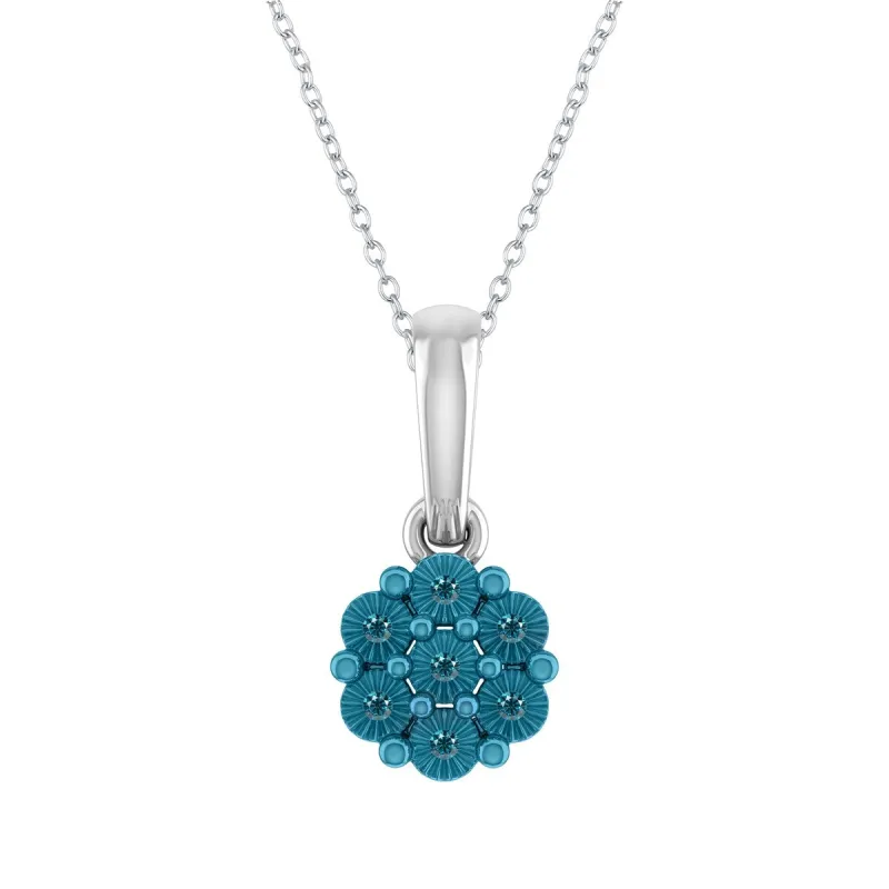 Natural Blue Diamond Sterling Silver Flower Pendant sold by Zulily