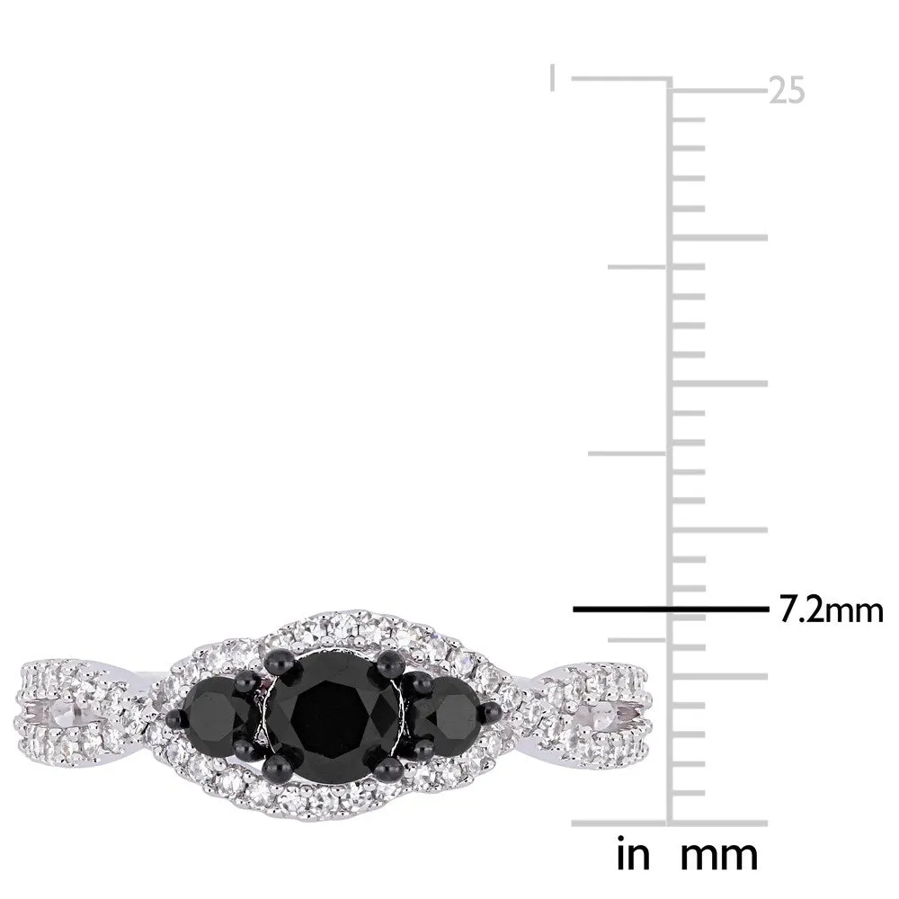 Miadora 14k White Gold 1ct TDW Black and White Diamond Crossover Engagement Ring sold by Zulily product image thumbnail 4
