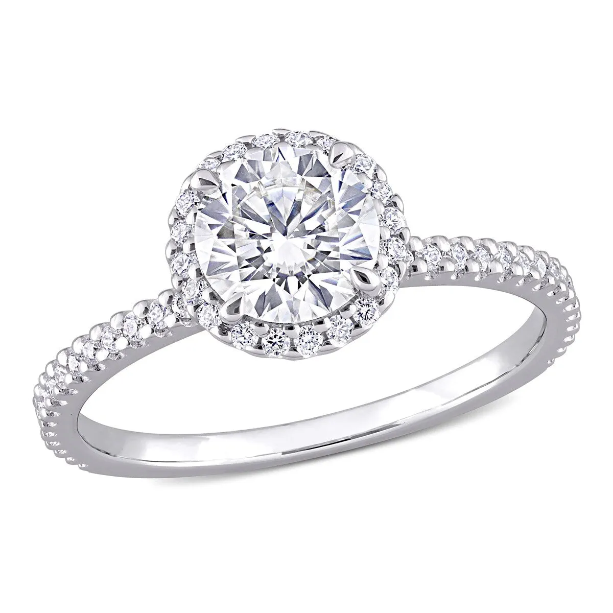 Miadora Sterling Silver 1 1/4ct TGW Created Moissanite Halo Engagement Ring sold by Zulily