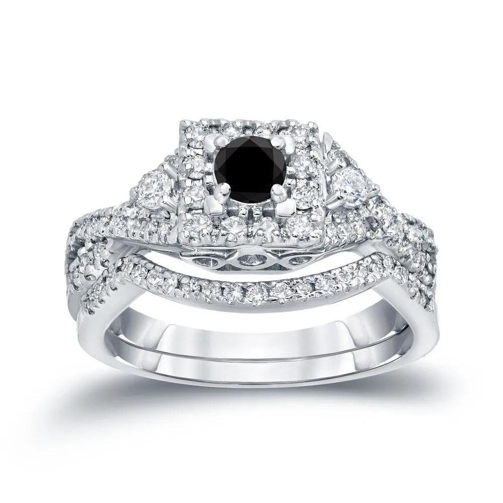 Auriya 3/4ctw Vintage Inspired Halo Black Diamond Engagement Ring Set 14k Gold sold by Zulily
