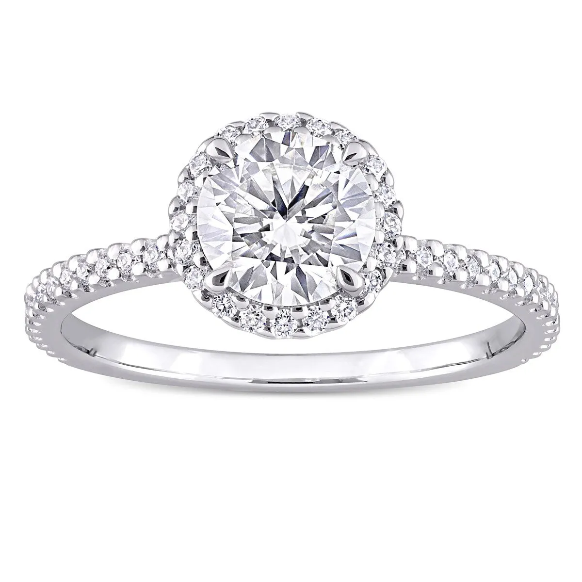 Miadora Sterling Silver 1 1/4ct TGW Created Moissanite Halo Engagement Ring sold by Zulily product image thumbnail 3