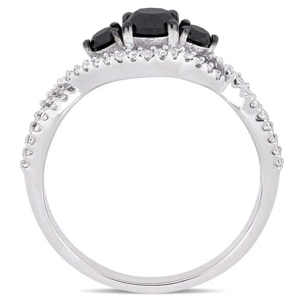Miadora 14k White Gold 1ct TDW Black and White Diamond Crossover Engagement Ring sold by Zulily product image thumbnail 3