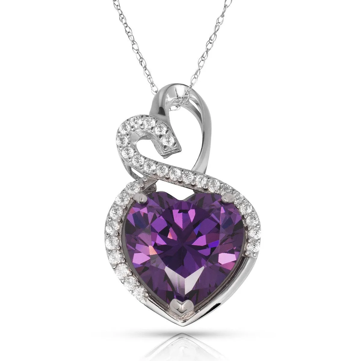 Curata 14k White Gold 18" Birthstone Modern Double Heart Cubic Zirconia Pendant Necklace sold by Zulily product image thumbnail 5