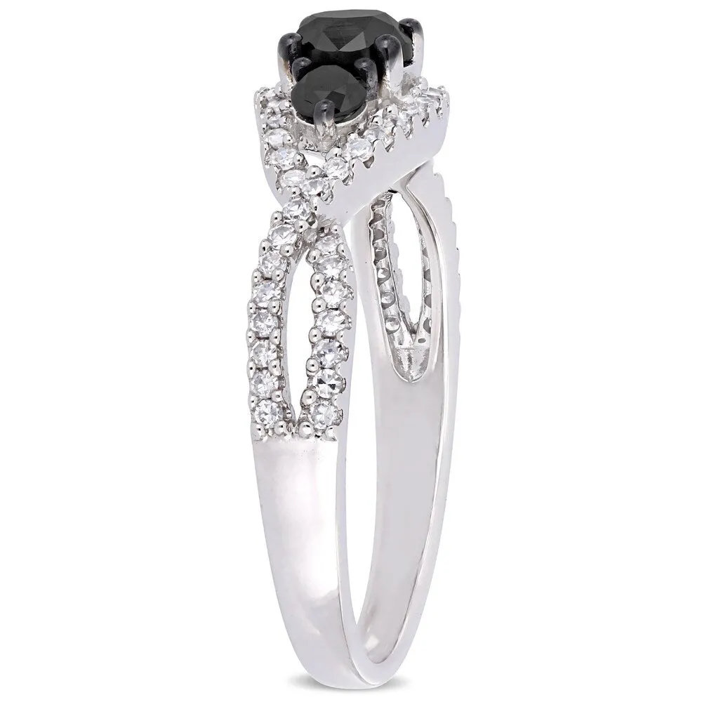 Miadora 14k White Gold 1ct TDW Black and White Diamond Crossover Engagement Ring sold by Zulily product image thumbnail 2