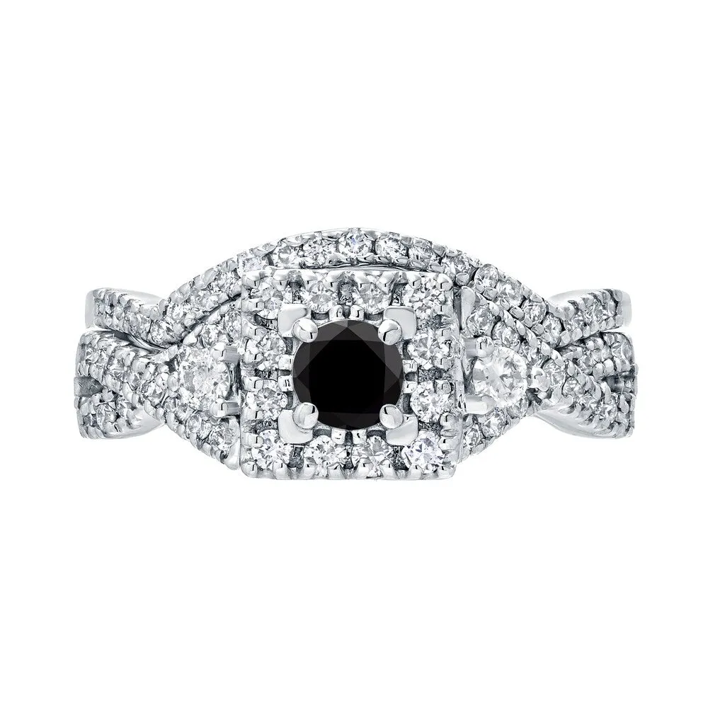 Auriya 3/4ctw Vintage Inspired Halo Black Diamond Engagement Ring Set 14k Gold sold by Zulily product image thumbnail 4