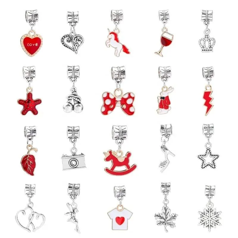 Silvertone Charm Bracelet Set with Red Charms sold by Zulily product image thumbnail 2
