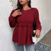 Burgundy Long-Sleeve Peplum Top sold by Zulily