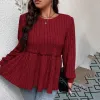 Burgundy Long-Sleeve Peplum Top sold by Zulily