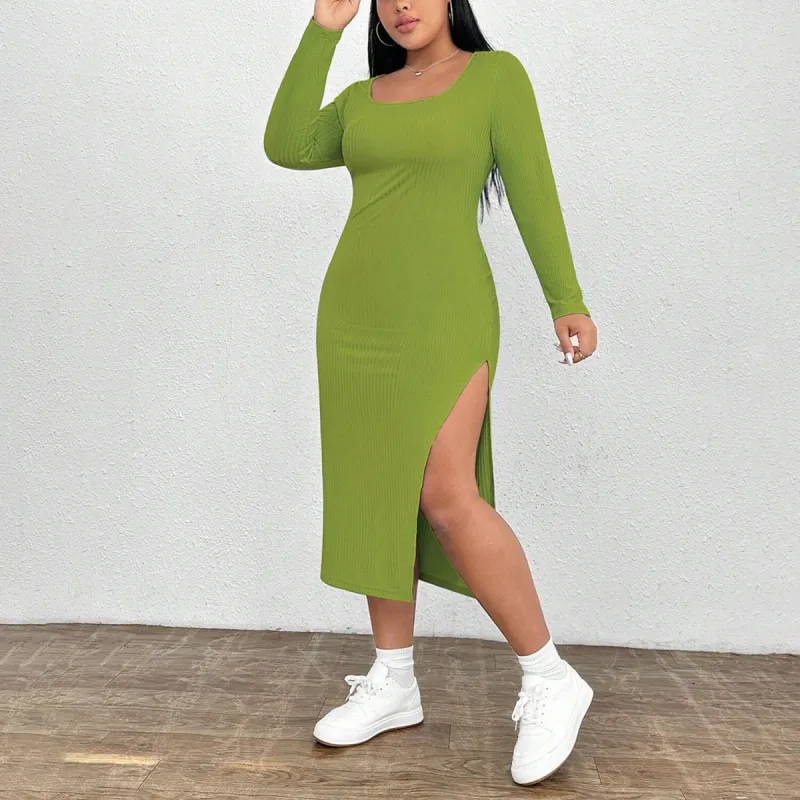 Green Slit Bodycon Dress sold by Zulily