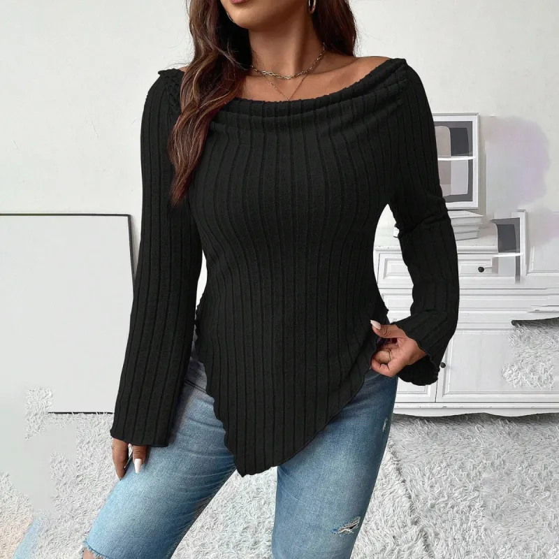 Black Asymmetric-Hem Top sold by Zulily