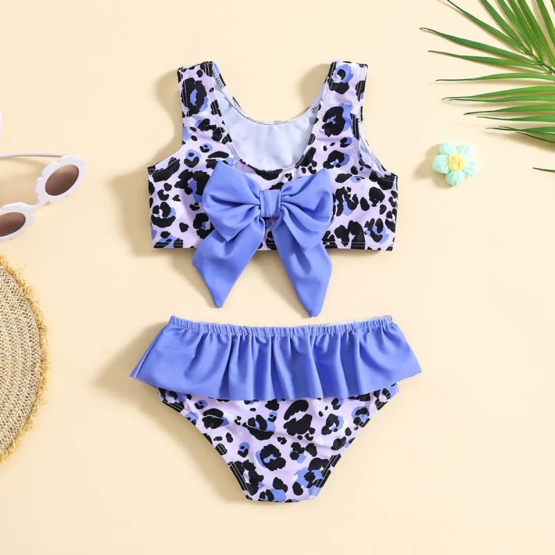 Periwinkle & Black Leopard Bow-Accent Bikini sold by Zulily