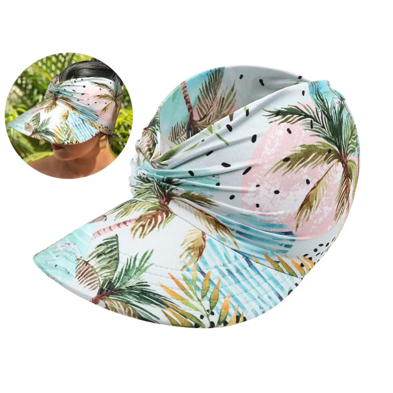 Green Watercolor Palm Tree Sunshade Sun Protection Hollow Top Hat sold by Zulily