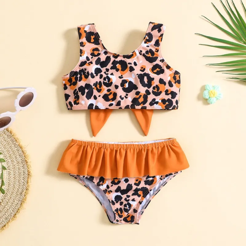 Orange & Black Leopard Bow-Accent Bikini sold by Zulily