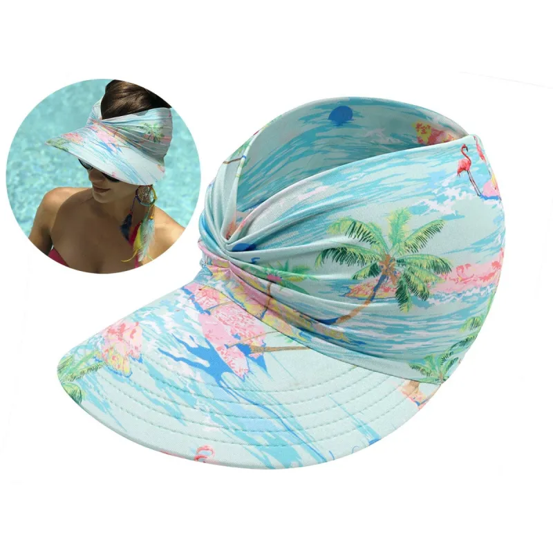 Pink & Green Palm Tree & Flamingo Sunshade Sun Protection Hollow Top Hat sold by Zulily