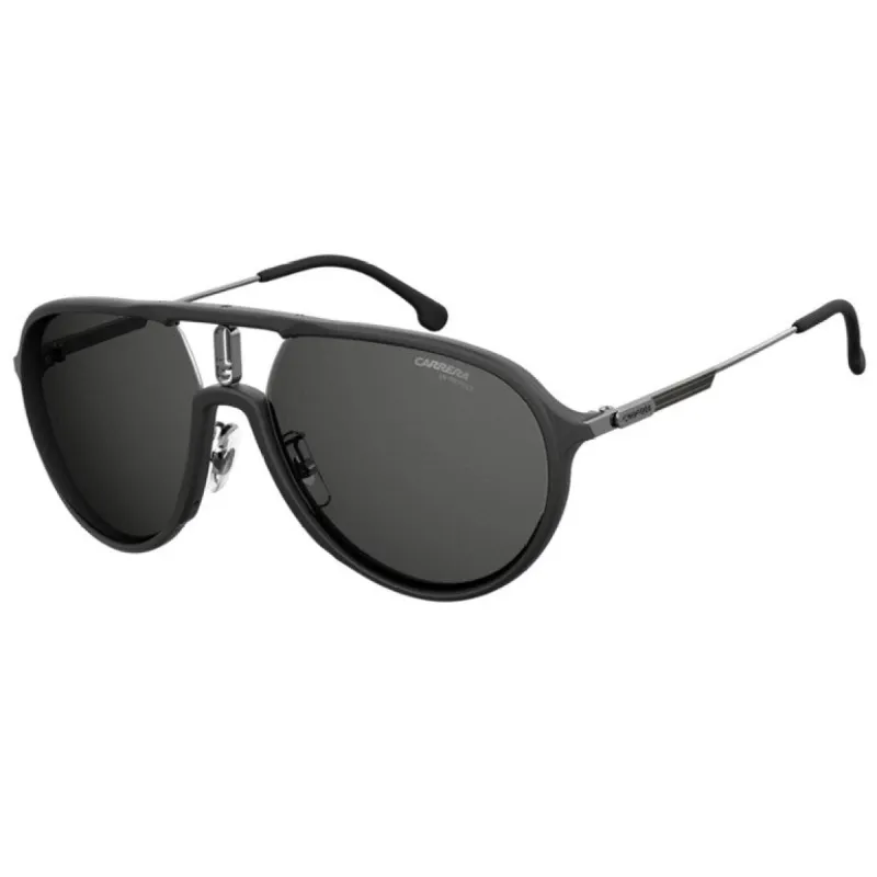 Carrera 1026/S Matte Black Frame Color Grey Lens Aviator Shaped Unisex Plastic Sunglasses made by Carrera