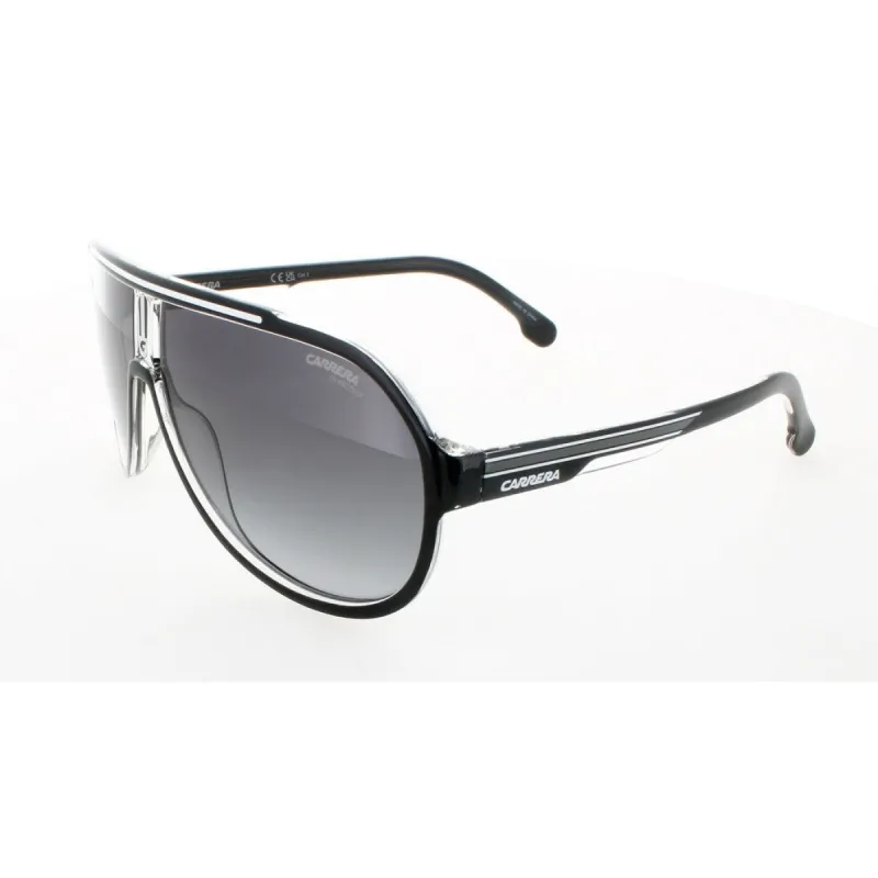 Carrera 1057/S Black White Frame Color Grey Gradient Lens Aviator Shaped Male Plastic Sunglasses made by Carrera