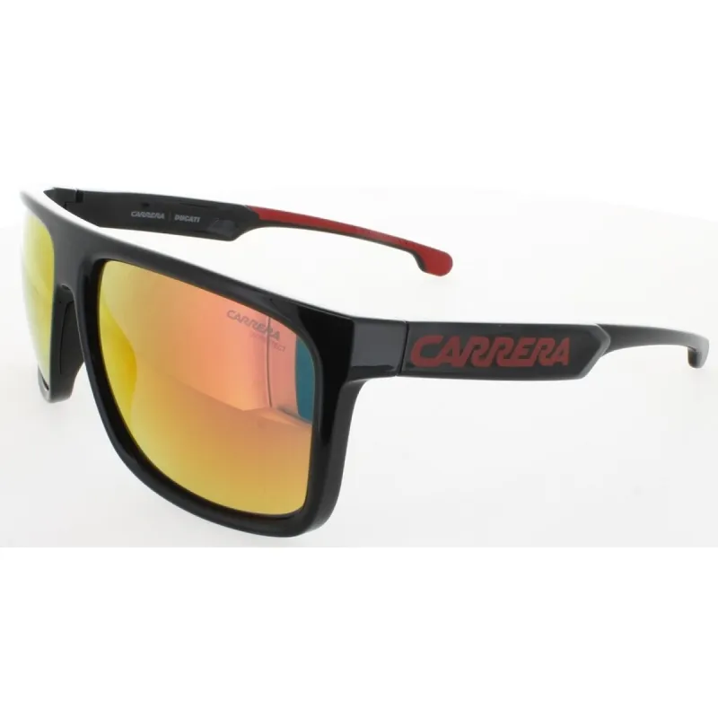 Carrera Ducati 011/S Black Frame Color Red Mirrored Lens Square Shaped Male Plastic Sunglasses made by Carrera