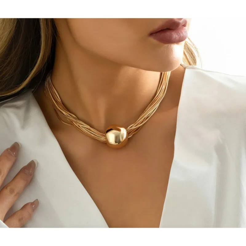 Goldtone Multichain And Ball Necklace - Gold sold by Zulily