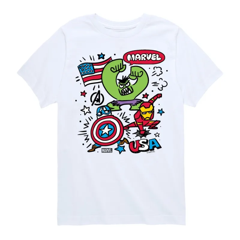 Boys The Avengers USA Sketch Short Sleeve Tee sold by Zulily