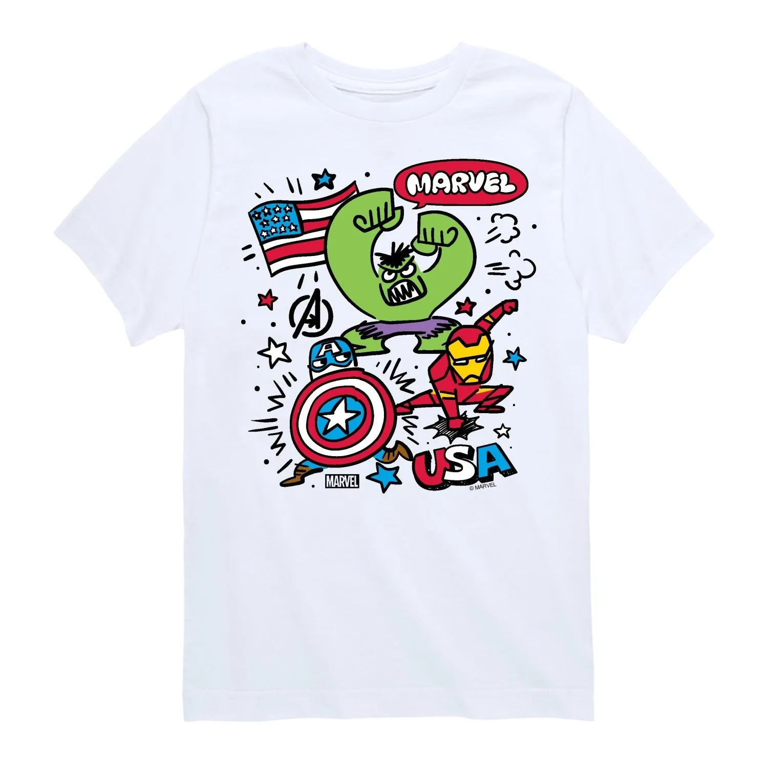 Boys The Avengers USA Sketch Short Sleeve Tee sold by Zulily