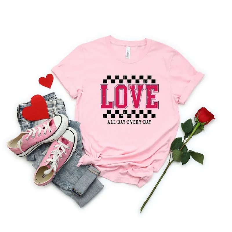Love All Day Everyday Checkered Short Sleeve Crewnneck Tee sold by Zulily