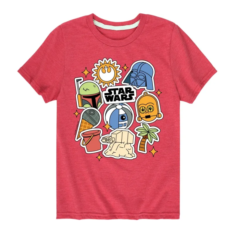 Boy's Star Wars Summer Stickers Short Sleeve Tee sold by Zulily