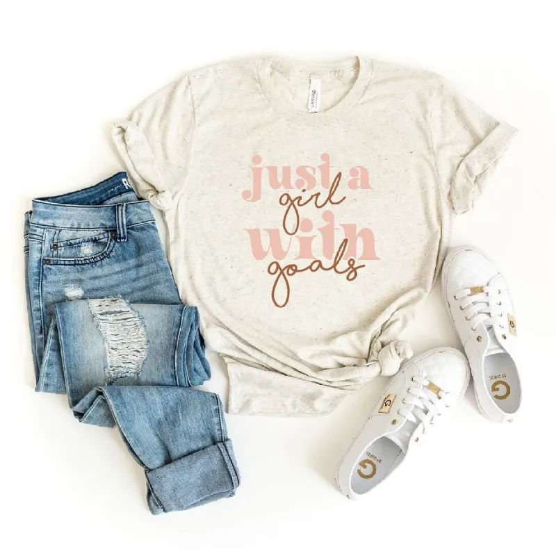 Just A Girl With Goals Short Sleeve Crewnneck Tee sold by Zulily
