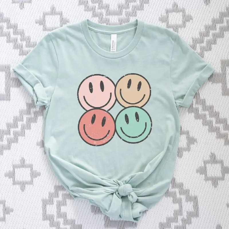 Smiley Face Grunge Short Sleeve Crewnneck Tee sold by Zulily