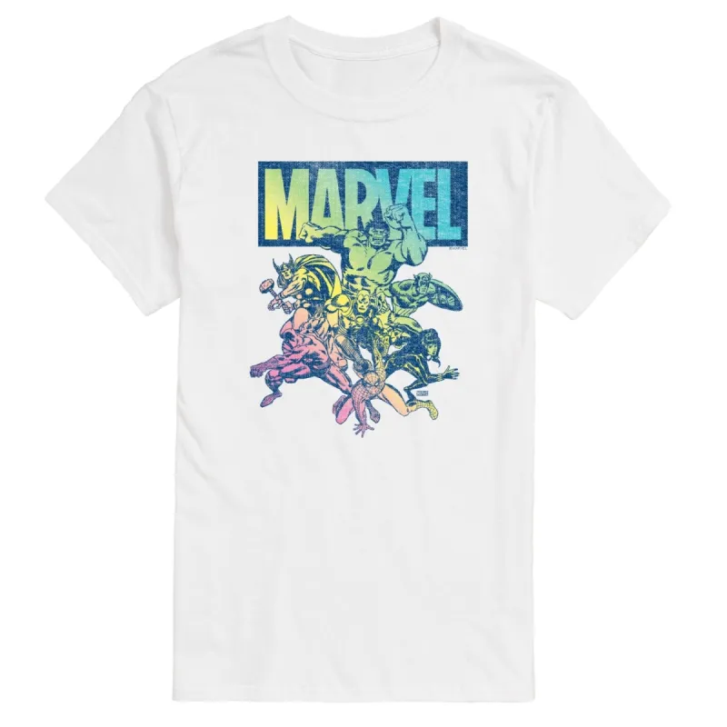 Men's The Avengers Group Rainbow Short Sleeve Tee sold by Zulily