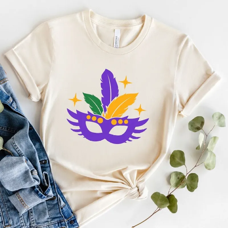 Feather Mask Sparkle Short Sleeve Crewnneck Tee sold by Zulily