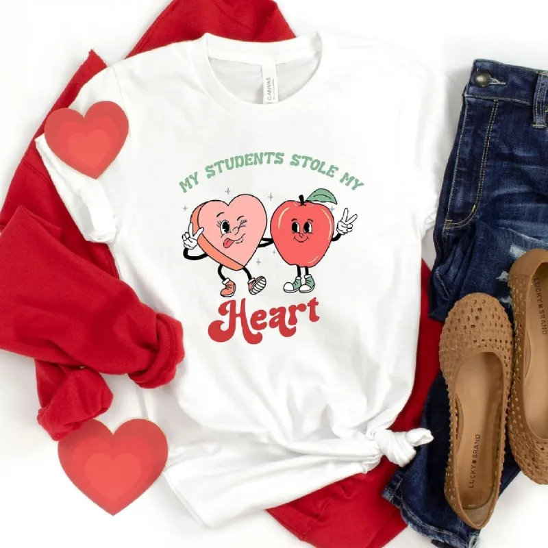 My Students Stole My Heart Cartoon Short Sleeve Crewnneck Tee sold by Zulily